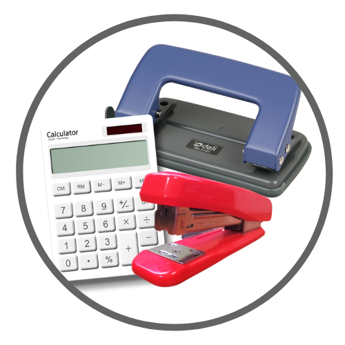 Stapler, Calculator, Punching machine